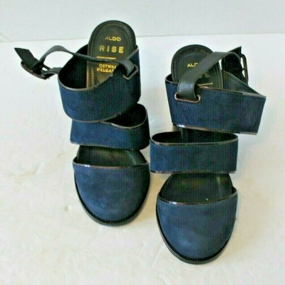 Aldo Rise Heels Ostwald Helgason Blue Suede Shoes Sz US 6 EU 37 UK 4 - Picture 5 of 10